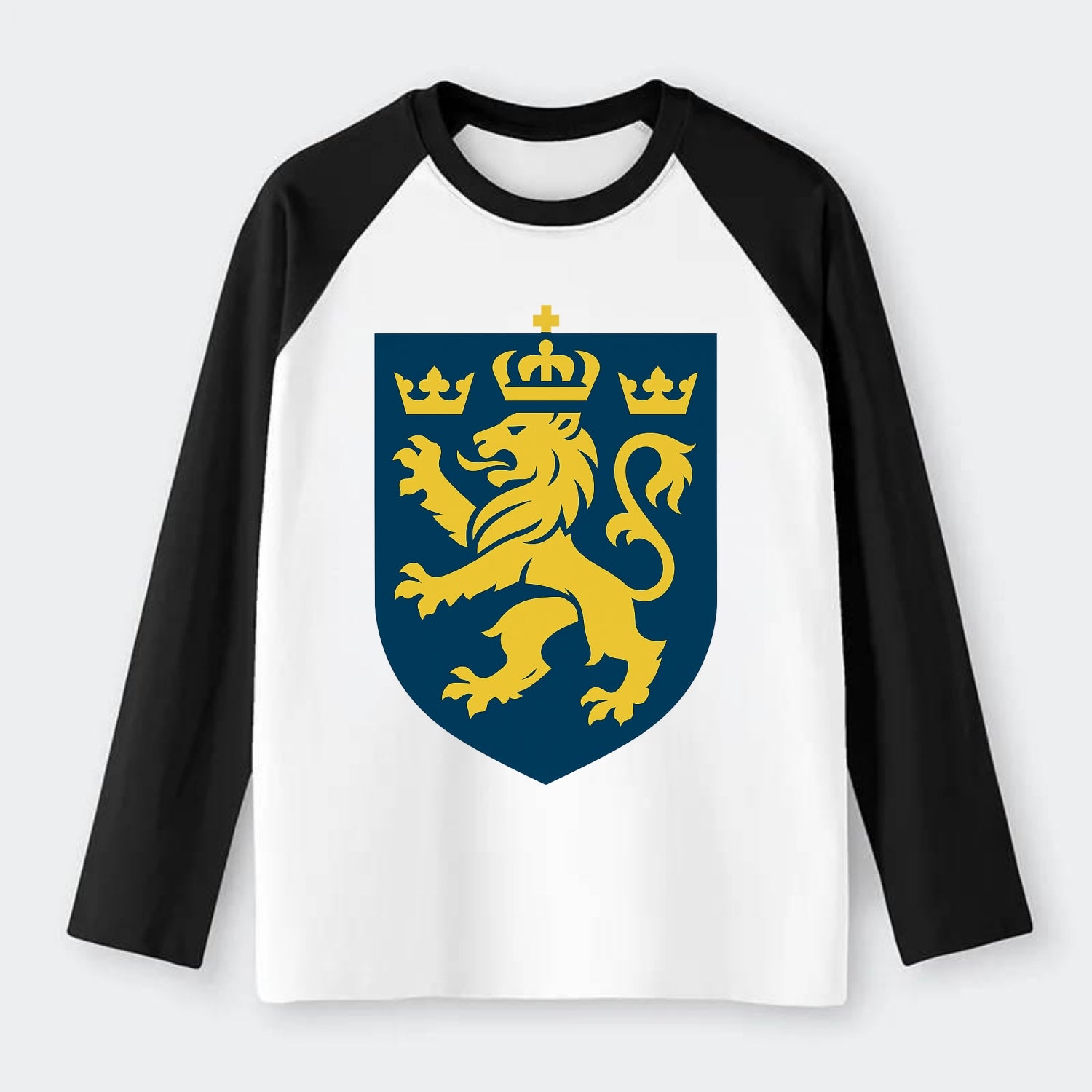 Sweden Three Crowns Emblem - Raglan Long Sleeve T-Shirt - Black