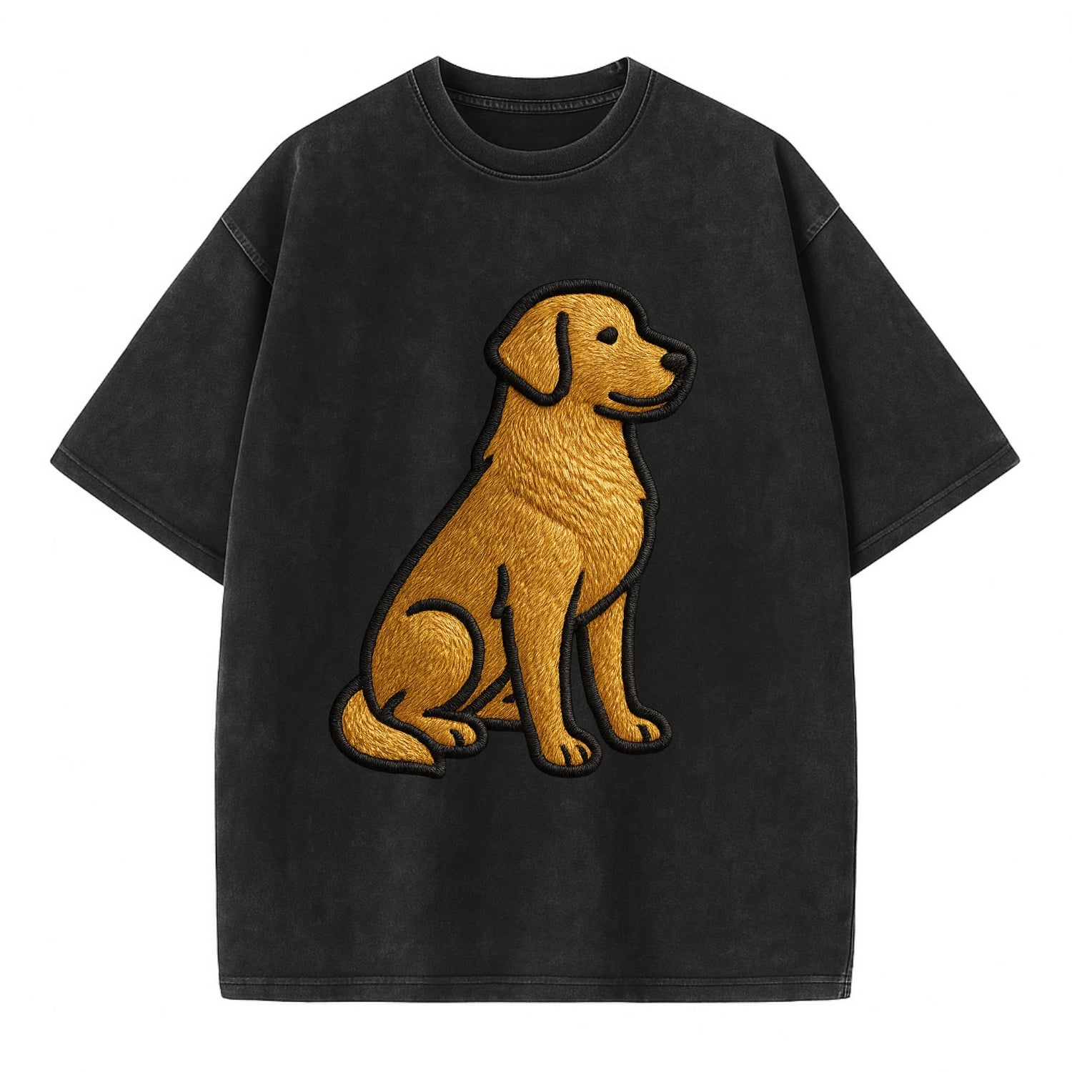 Golden Retriever - Contemporary geometri - Vintage T-shirt - Black