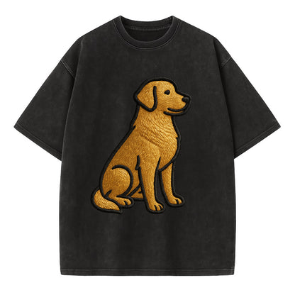 Golden Retriever - Contemporary geometri - Vintage T-shirt - Black