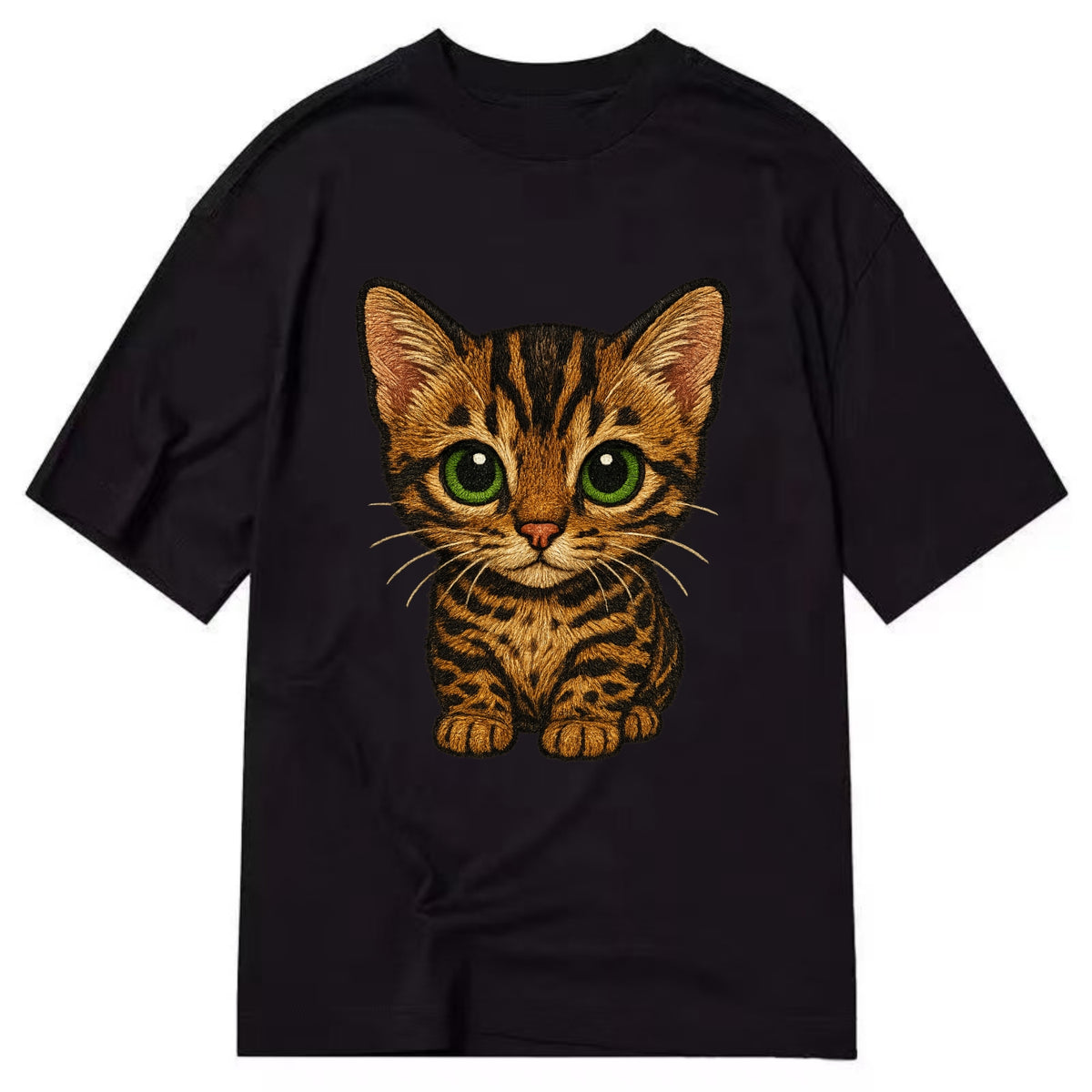 Baby Bengal Kitten - spotted/marbled wild coat, green eyes, athletic build, - Classic T-shirt - Black