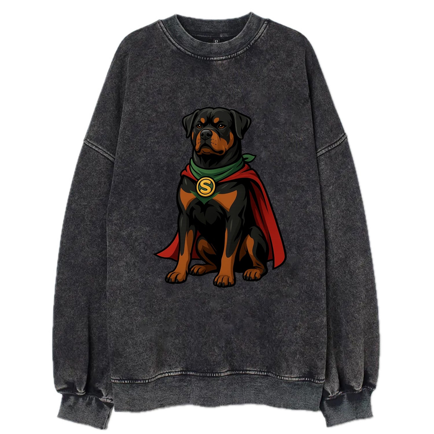 Rottweiler Strong Hero  - Vintage Sweatshirt - Black