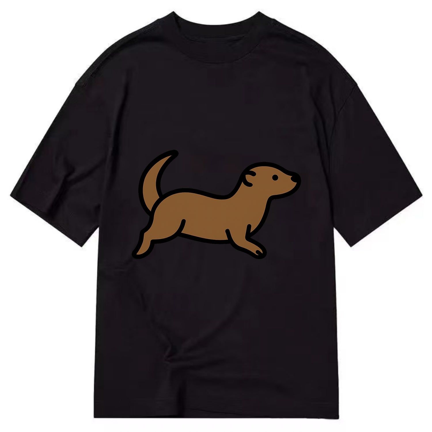 Otter - Brown sleek swimming pose flat side profile - Classic T-shirt - Black