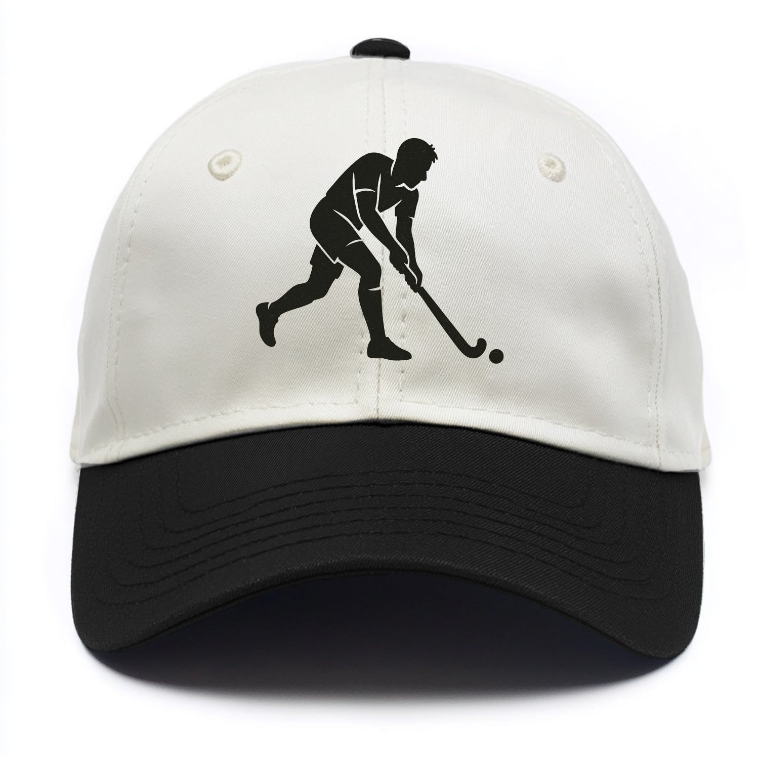 Field hockey player striking the ball - Two Tone Cap - Black