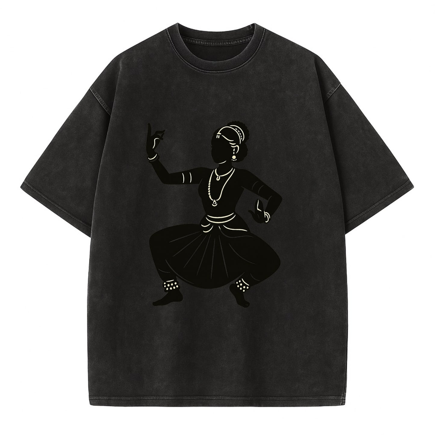 Bharatanatyam classical Indian pose - Vintage T-shirt - Black