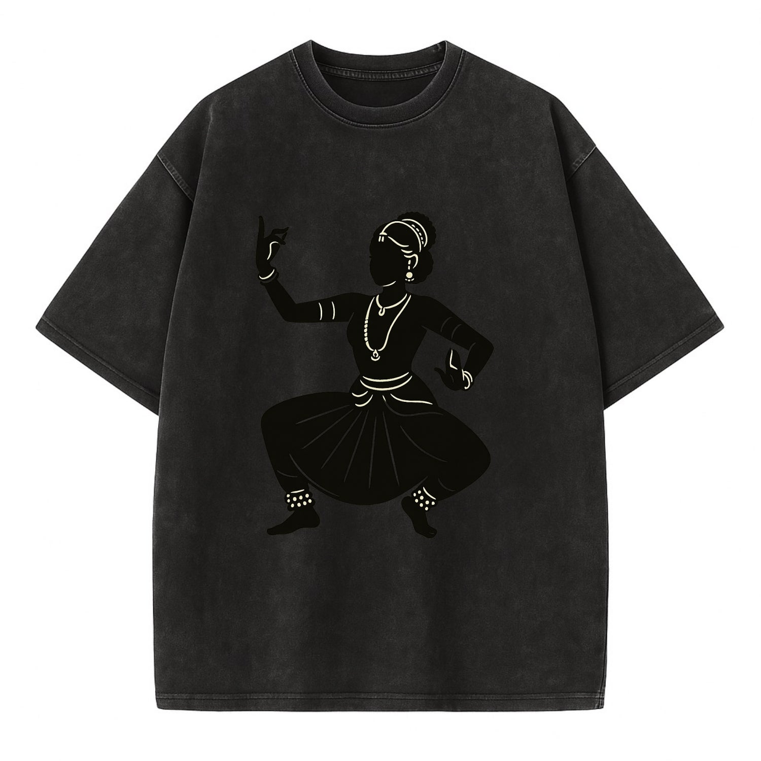 Bharatanatyam classical Indian pose - Vintage T-shirt - Black