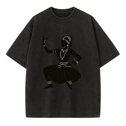 Bharatanatyam classical Indian pose - Vintage T-shirt - Black