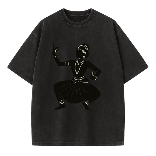 Bharatanatyam classical Indian pose - Vintage T-shirt - Black