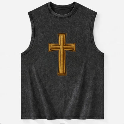 Latin Cross - Vintage Washed Tank - Black