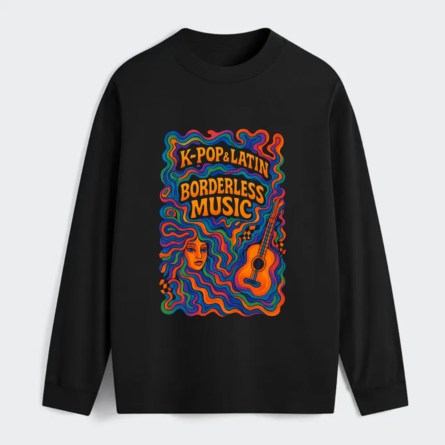 K-Pop and Latin fusion explosion - "Borderless Music" - cross-cultural - Classic Long Sleeve Shirt - Black
