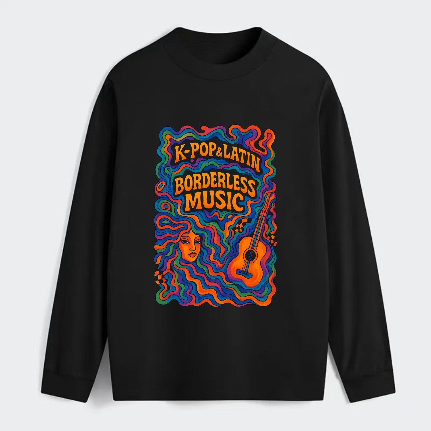 K-Pop and Latin fusion explosion - "Borderless Music" - cross-cultural - Classic Long Sleeve Shirt - Black
