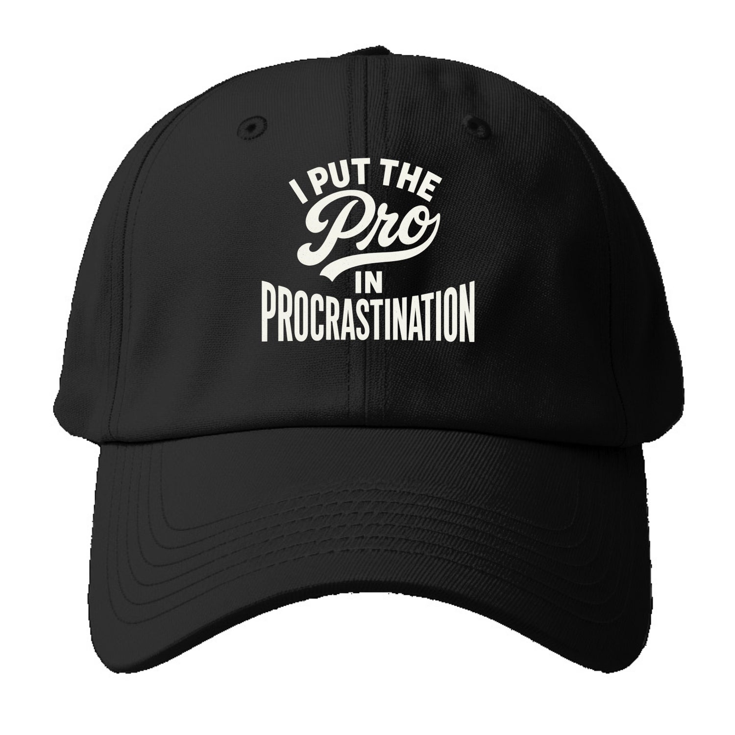I Put The Pro In Procrastination - Baseb - Baseball Cap For Big Heads - Black
