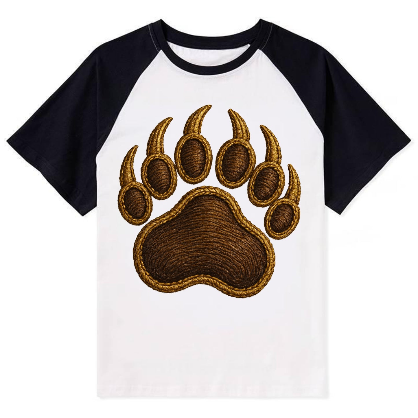 Bear Paw  - Contrast Raglan T-shirt - Black