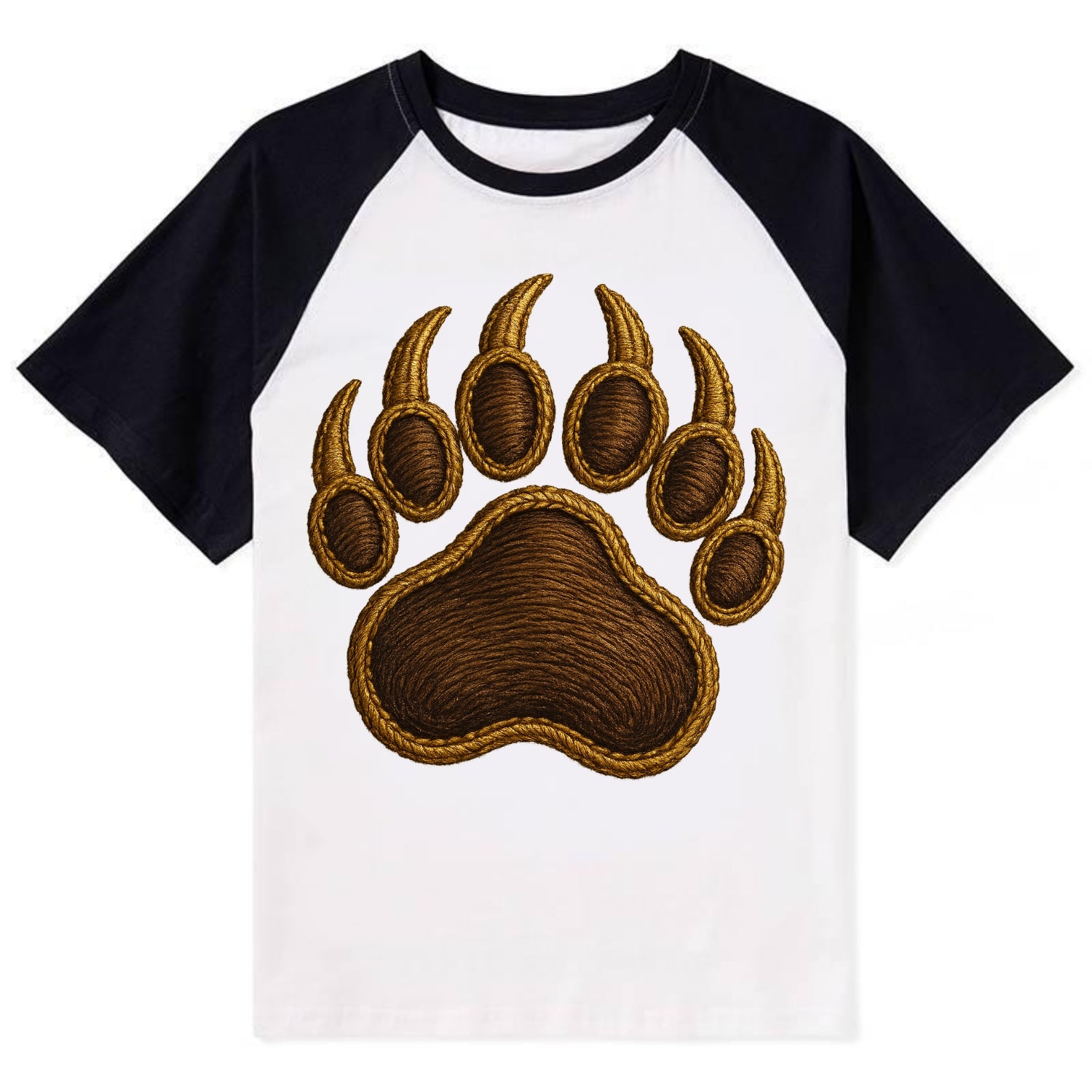 Bear Paw  - Contrast Raglan T-shirt - Black