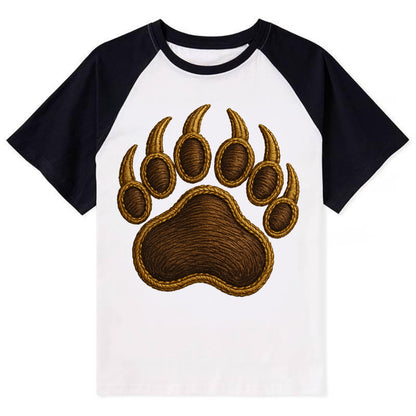 Bear Paw  - Contrast Raglan T-shirt - Black