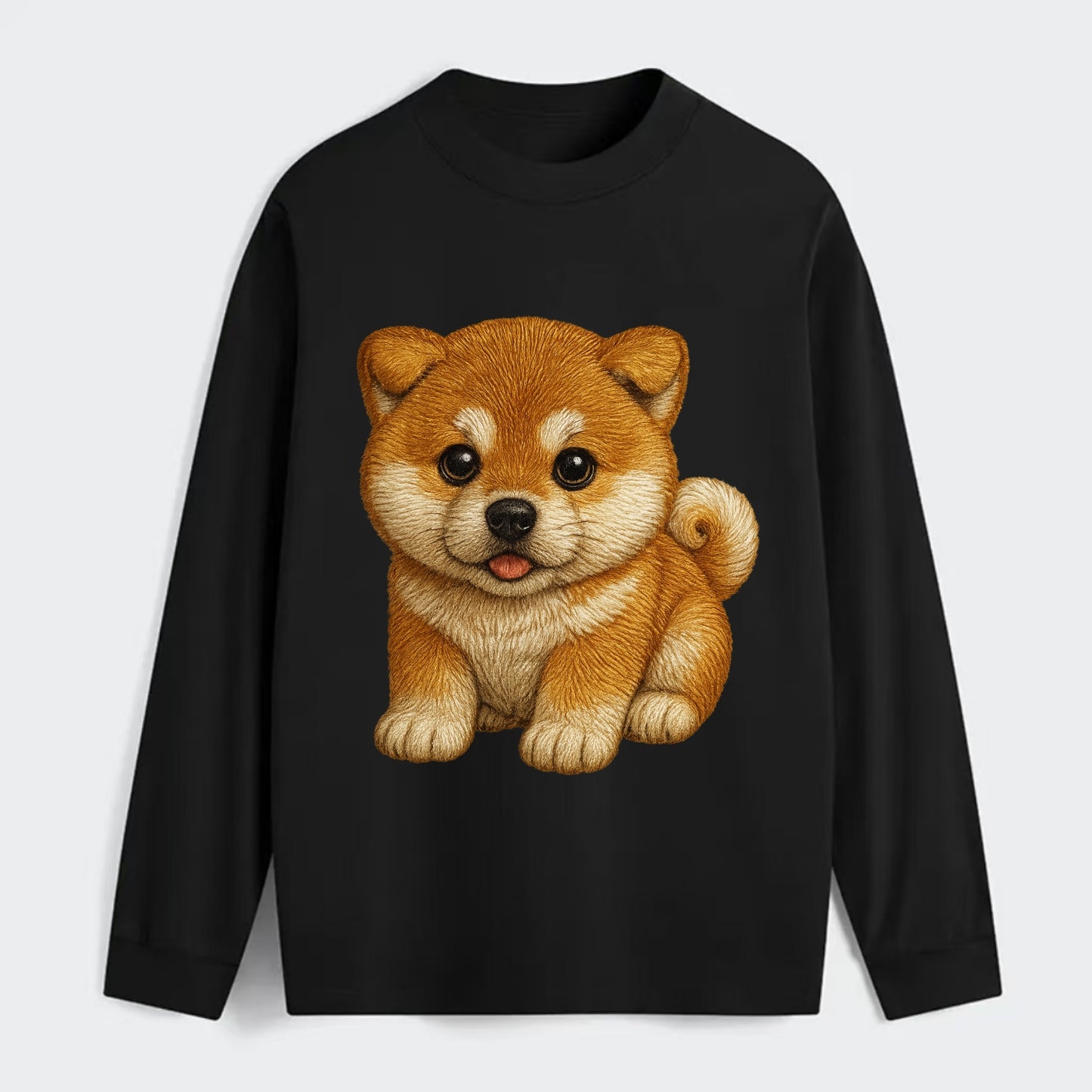 Baby Akita Puppy - fluffy bear-like, curled tail, dignified eyes, - Classic Long Sleeve Shirt - Black