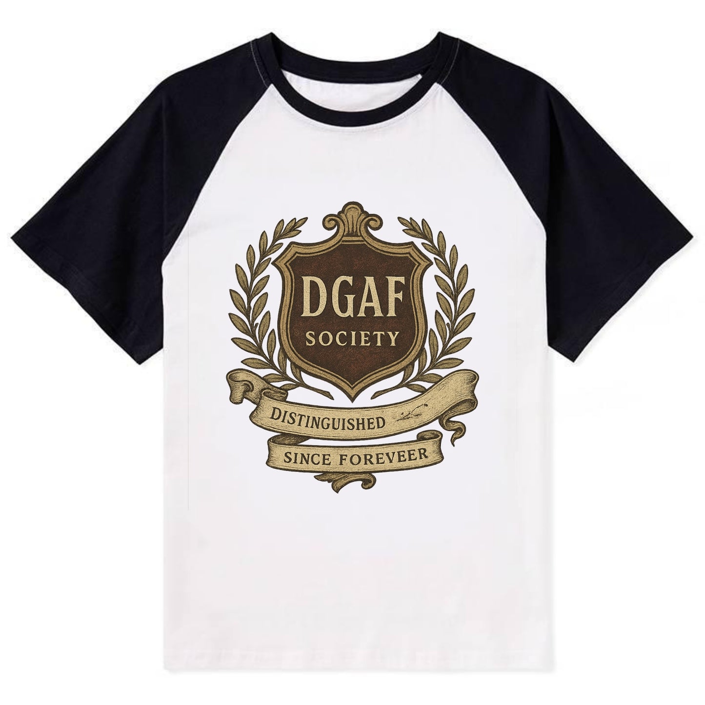 Official membership card design - "DGAF Society - Distinguished Members - Contrast Raglan T-shirt - Black