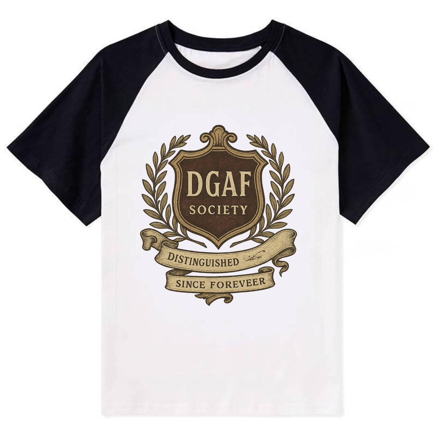 Official membership card design - "DGAF Society - Distinguished Members - Contrast Raglan T-shirt - Black