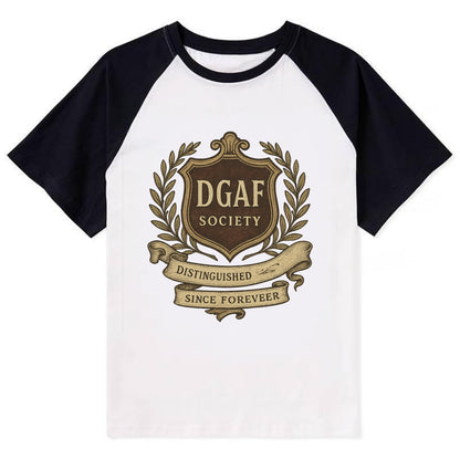 Official membership card design - "DGAF Society - Distinguished Members - Contrast Raglan T-shirt - Black