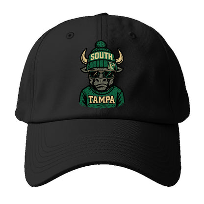 Tampa Bull wearing South Florida beanie with USF patch - Baseball Cap - Black