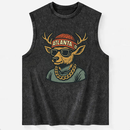 "deer" "atlanta" "atl" "red" "us South" - Vintage Washed Tank - Black