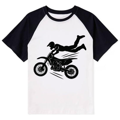 Motocross rider airborne trick - Contrast Raglan T-shirt - Black