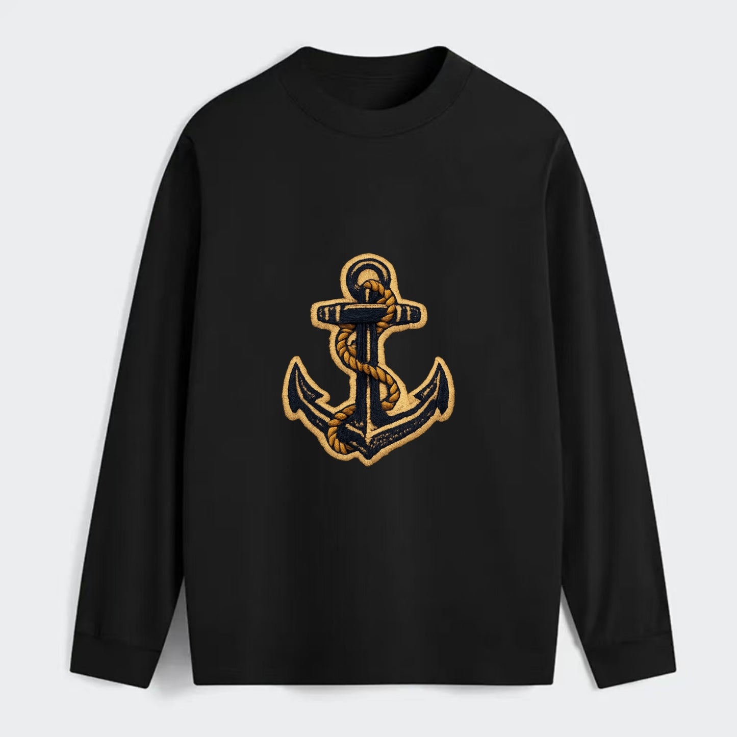 ANCHOR ROPE - classic anchor with rope in navy and gold , sailor - Classic Long Sleeve Shirt - Black