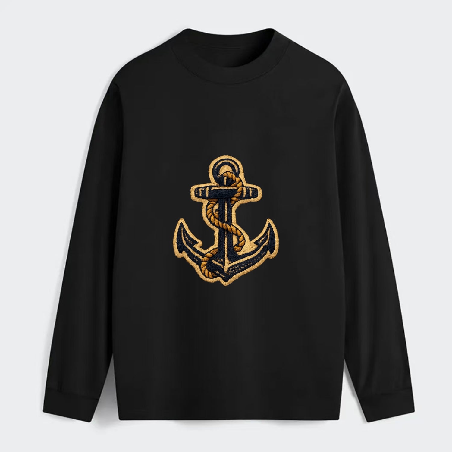 ANCHOR ROPE - classic anchor with rope in navy and gold , sailor - Classic Long Sleeve Shirt - Black