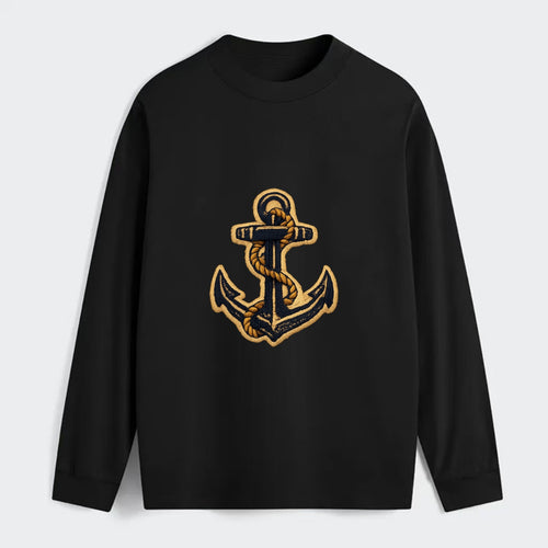ANCHOR ROPE - classic anchor with rope in navy and gold , sailor - Classic Long Sleeve Shirt