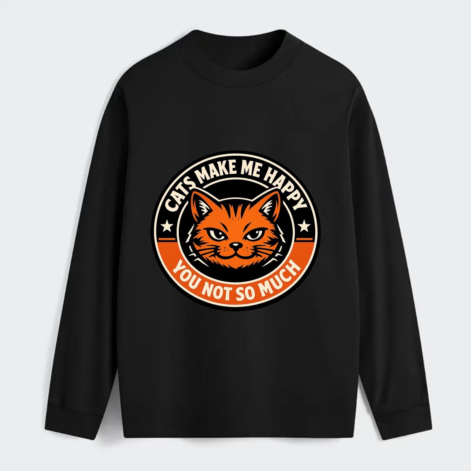 Joyful Whiskers Emblem - Classic Long Sleeve Shirt - Black