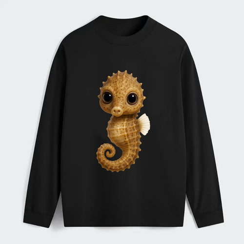 Baby Seahorse - curled tail, snout, large eyes, front-facing, delicate - Classic Long Sleeve Shirt