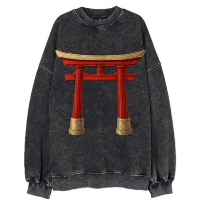 Japanese Torii Gate  - Vintage Sweatshirt - Black