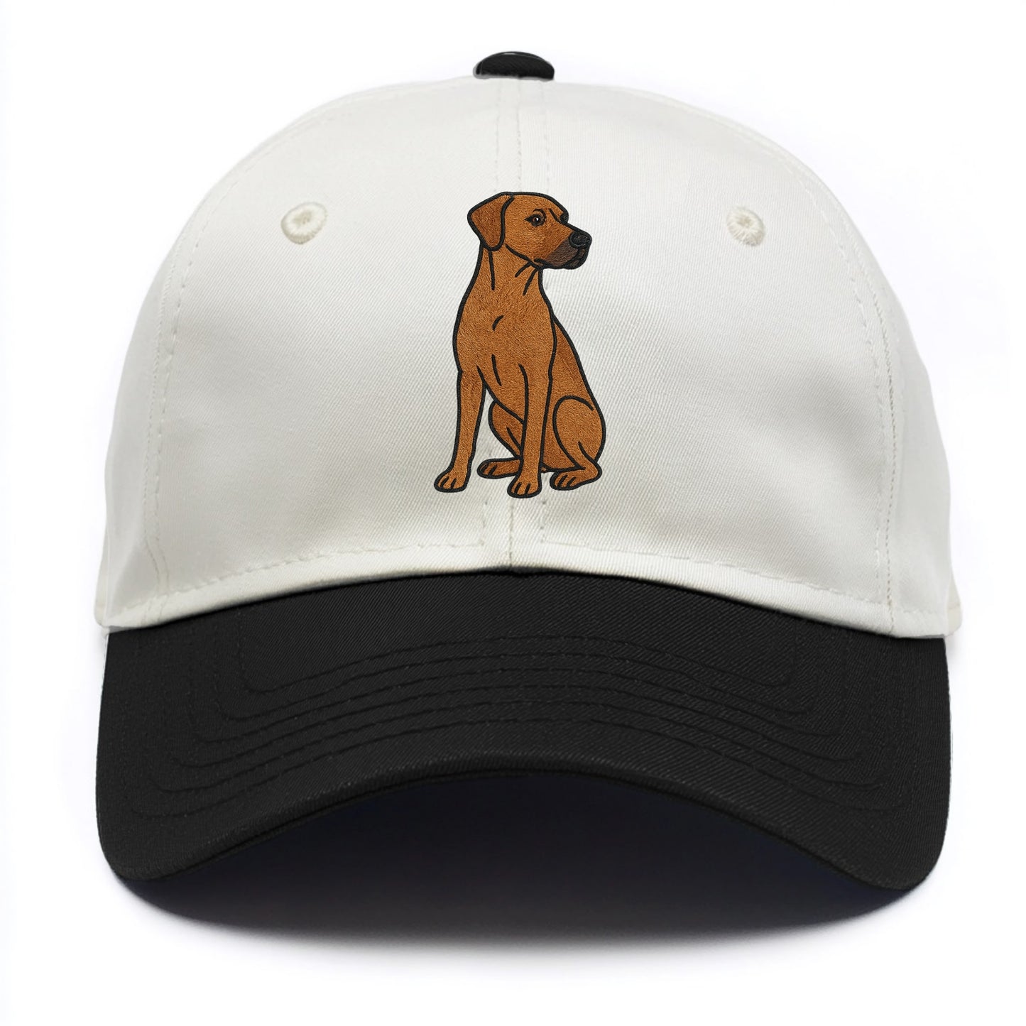 Rhodesian Ridgeback - Red wheaten embroidered pose - Two Tone Cap - Black