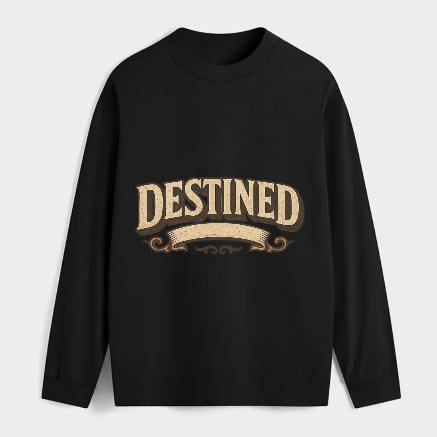 Bold typography design - "DESTINED" - fated for greatness - Classic Long Sleeve Shirt - Black