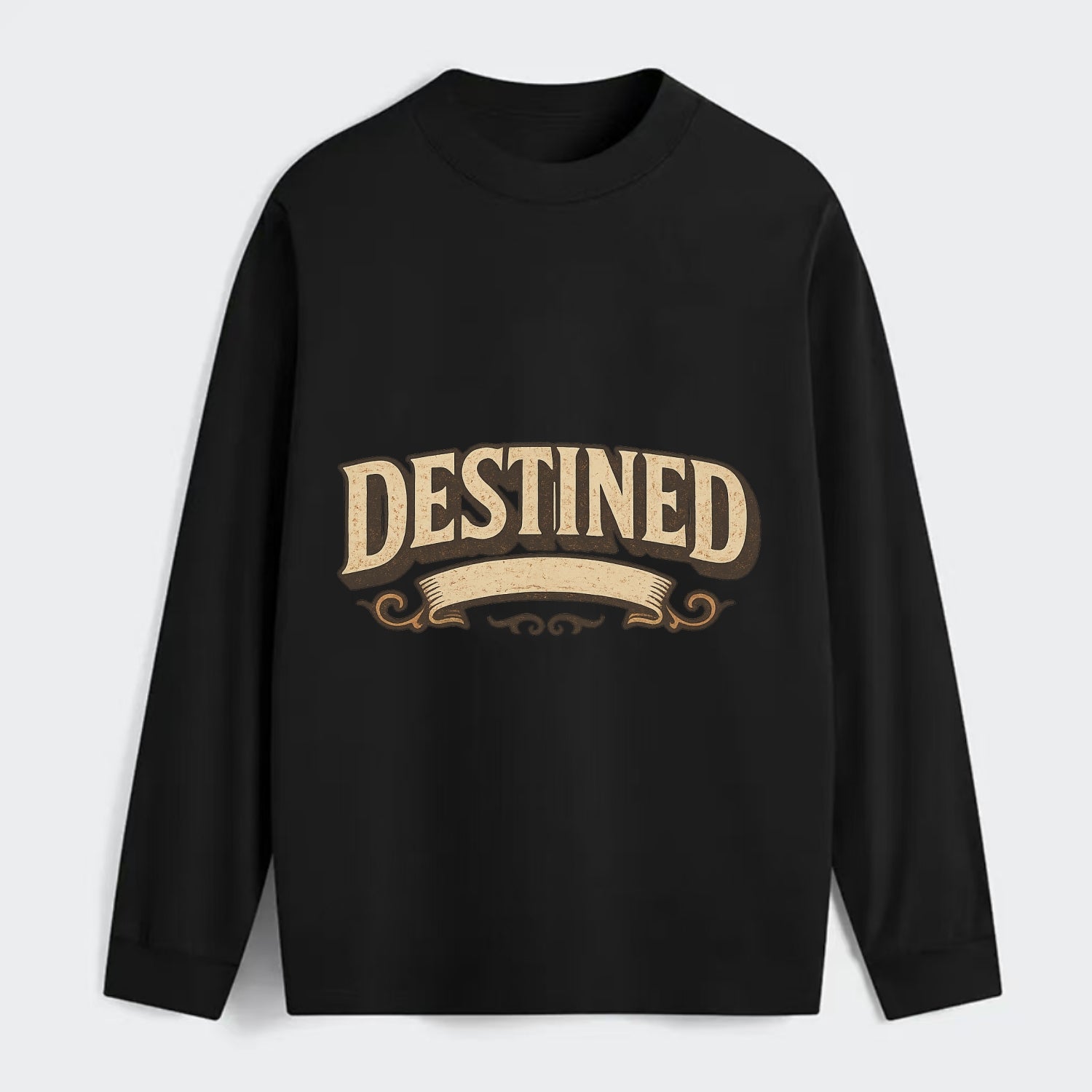 Bold typography design - "DESTINED" - fated for greatness - Classic Long Sleeve Shirt - Black