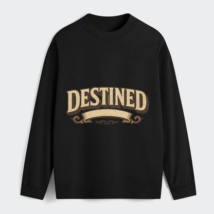 Bold typography design - "DESTINED" - fated for greatness - Classic Long Sleeve Shirt - Black