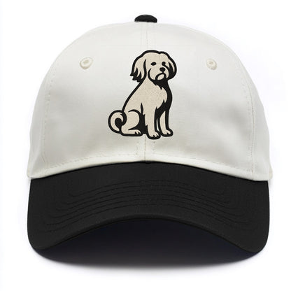 Löwchen - Little Lion Dog white embroide - Two Tone Cap - Black