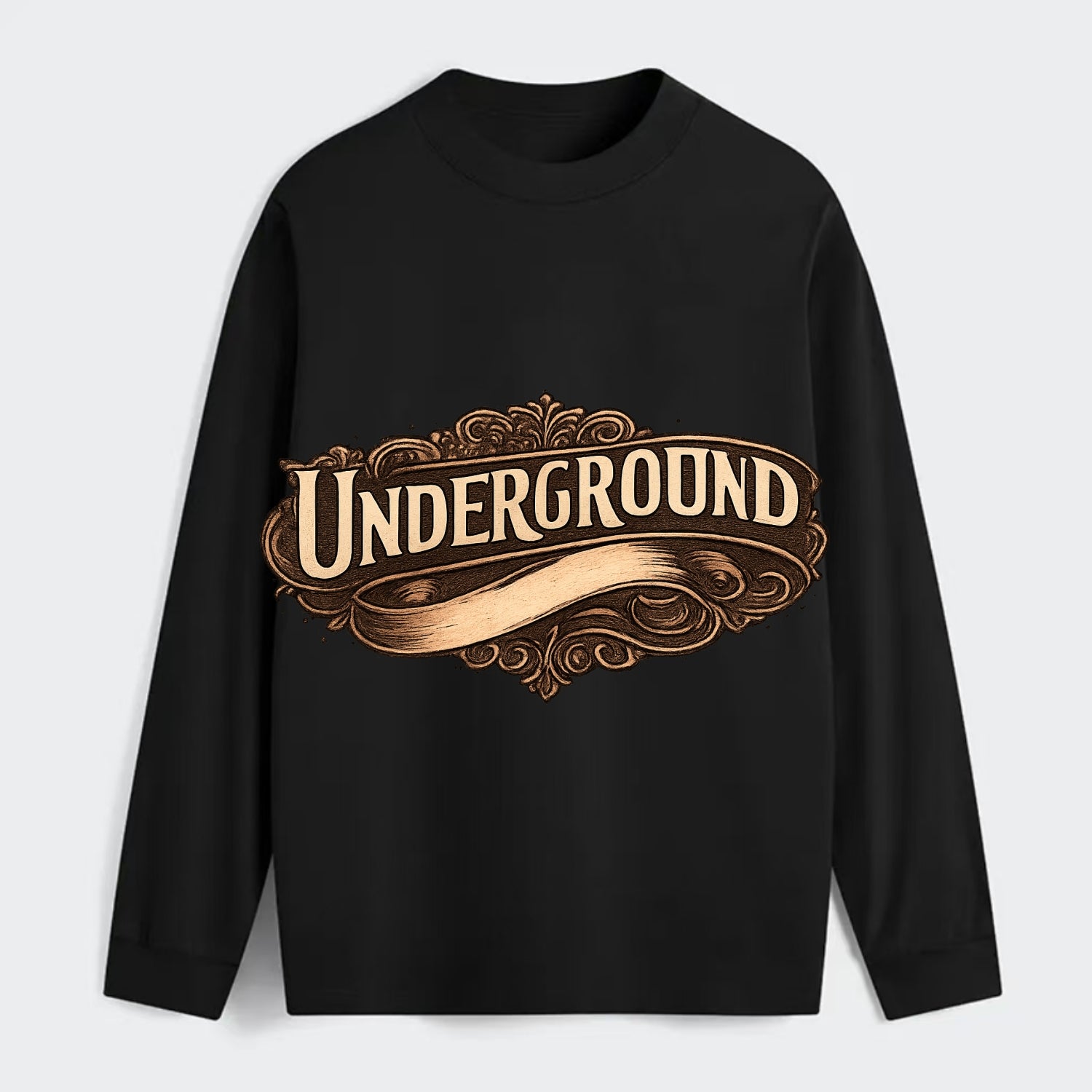 Bold typography design - "UNDERGROUND" - hidden scene, alternative - Classic Long Sleeve Shirt - Black