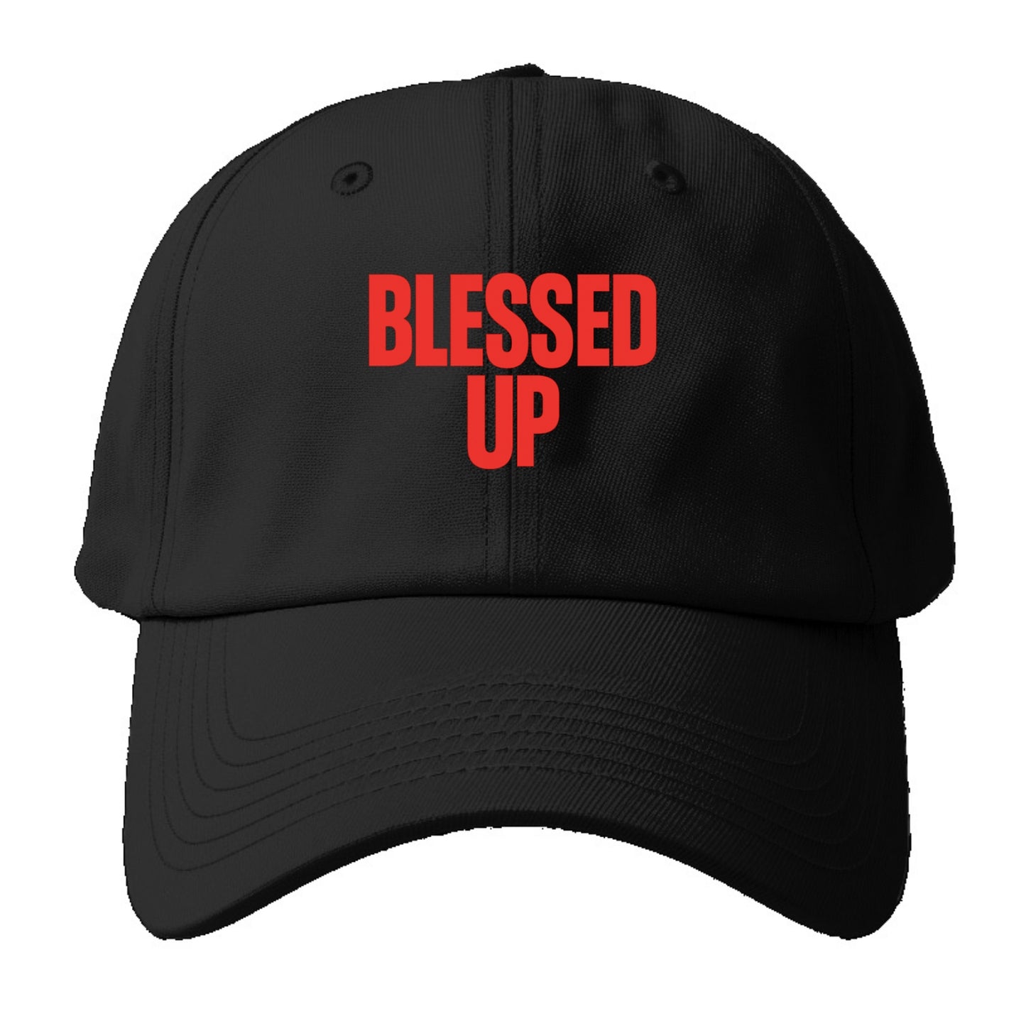 Bold typography design - "BLESSED UP" - recognizing fortune - Baseball Cap For Big Heads - Black