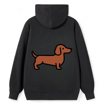 Dachshund - Red/brown smooth flat side profile - Classic Pullover Hoodie - Black