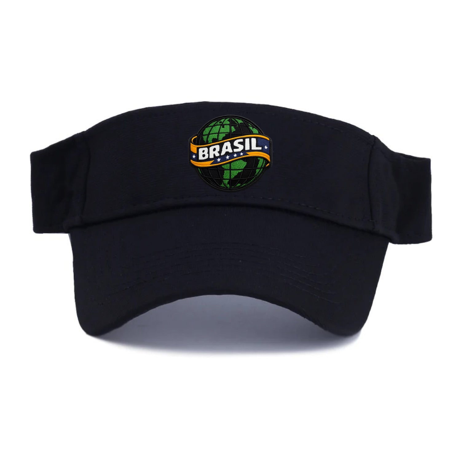 BRAZILIAN FLAG GLOBE - green globe with banner in green yellow blue , Brasil - Visor - Black