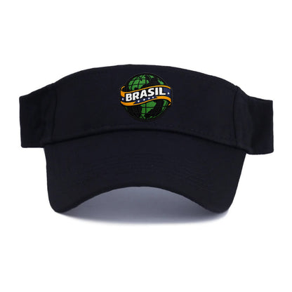BRAZILIAN FLAG GLOBE - green globe with banner in green yellow blue , Brasil - Visor - Black
