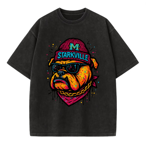 Starkville Bulldog wearing Mississippi State beanie with M patch - Vintage T-shirt