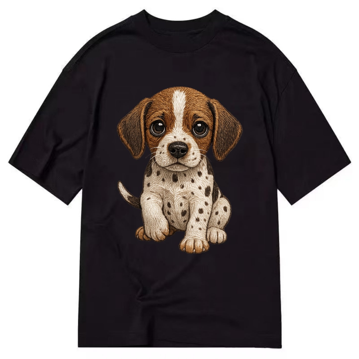 Baby Pointer Puppy - spotted coat, noble stance, alert eyes, front-facing, - Classic T-shirt - Black