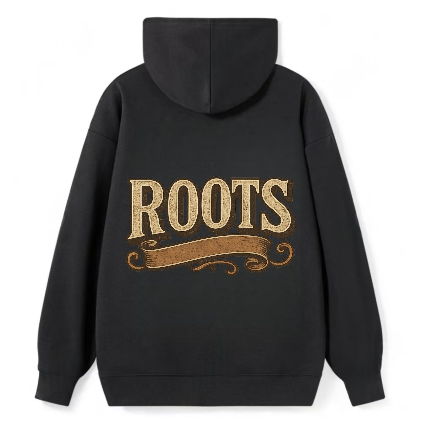 Bold typography design - "ROOTS" - where you come from, heritage - Classic Pullover Hoodie - Black