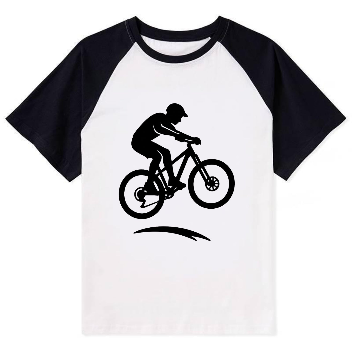 Mountain biker catching air - Contrast Raglan T-shirt - Black