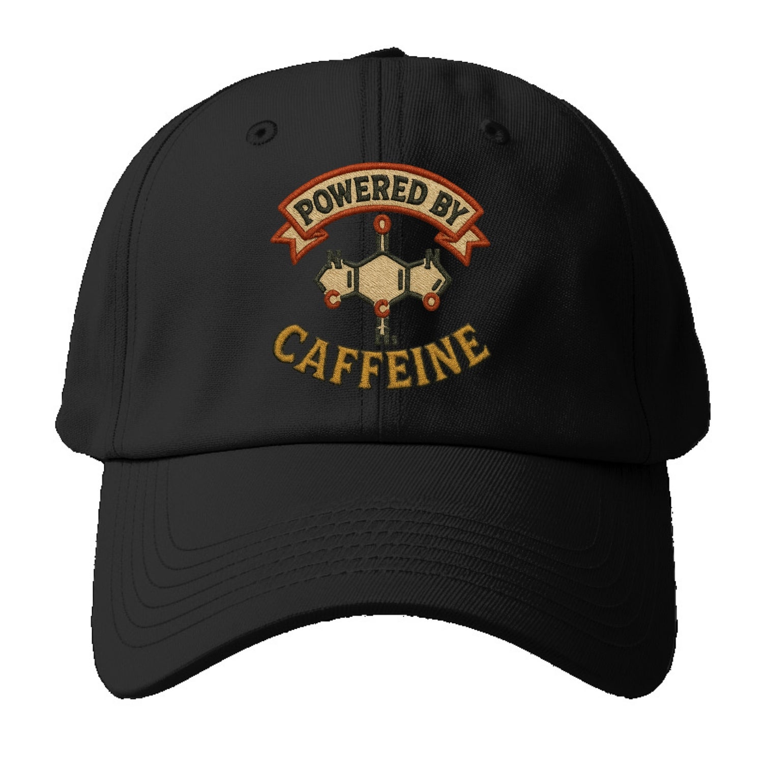 Powered By Caffeine  - Baseball Cap For Big Heads - Black