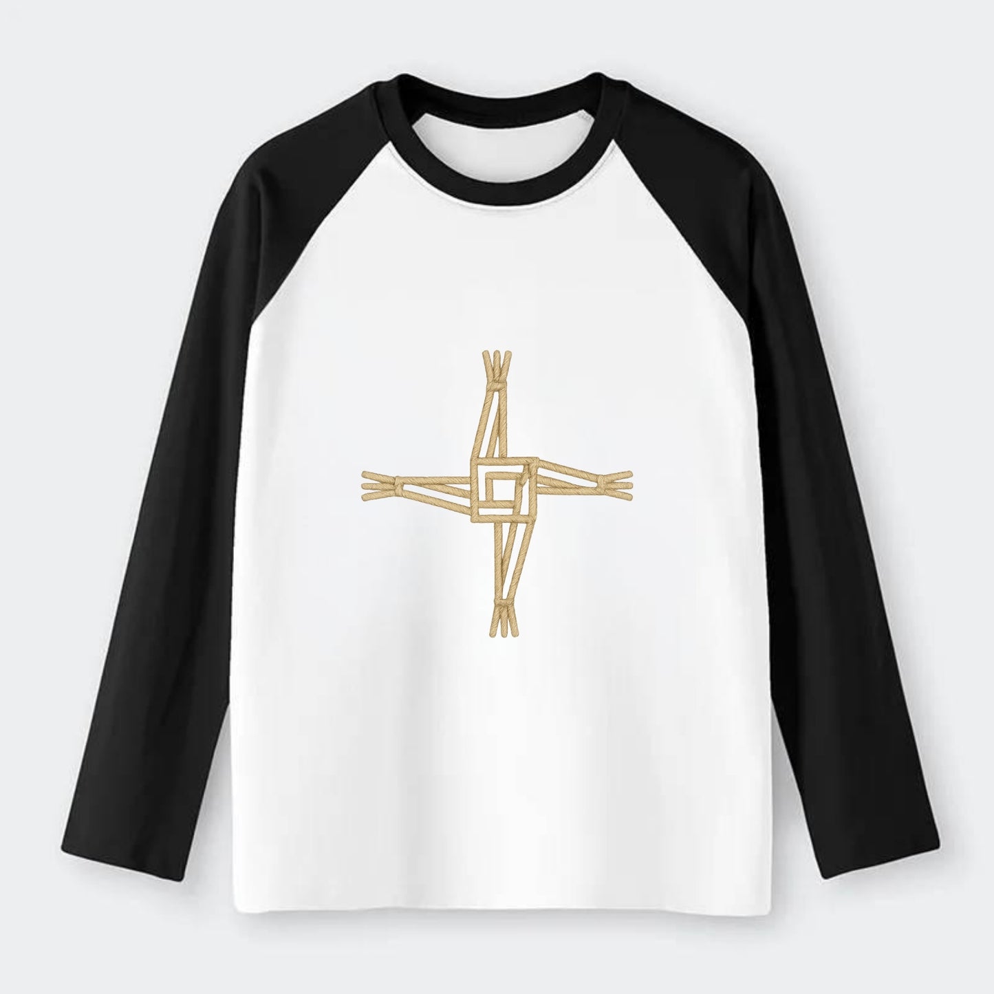 Saint Brigid's Cross  - Raglan Long Sleeve T-Shirt - Black