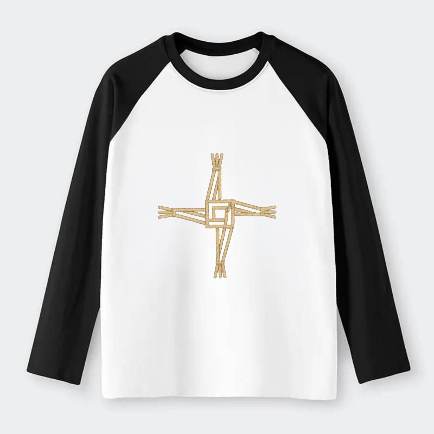 Saint Brigid's Cross  - Raglan Long Sleeve T-Shirt - Black