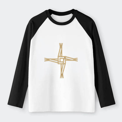 Saint Brigid's Cross  - Raglan Long Sleeve T-Shirt - Black