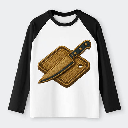 Chef knife with cutting board - culinary enthusiast - Raglan Long Sleeve T-Shirt - Black